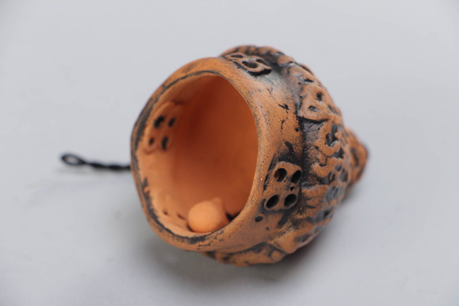 Handmade designer ceramic bell with painting for home interior decor photo 4