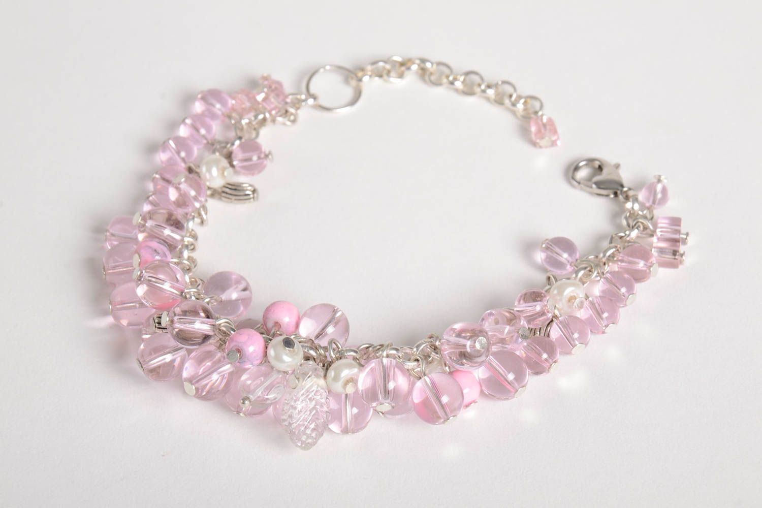 Pink adjustable charm chain bracelet for girls photo 1