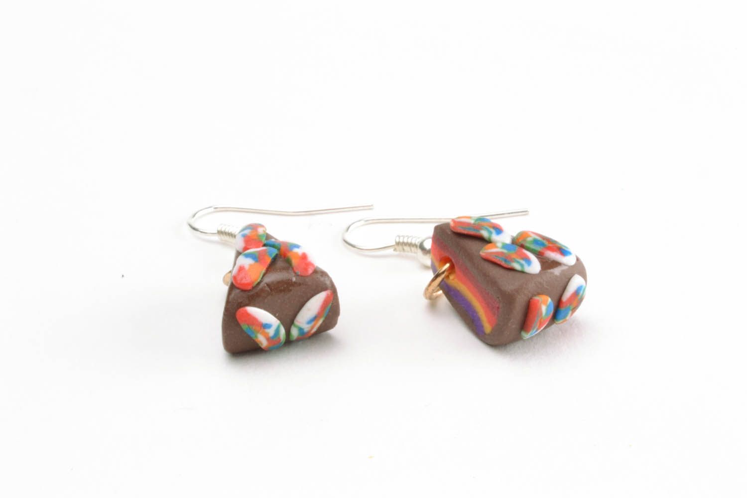 Cake-shaped earrings made of polymer clay photo 3