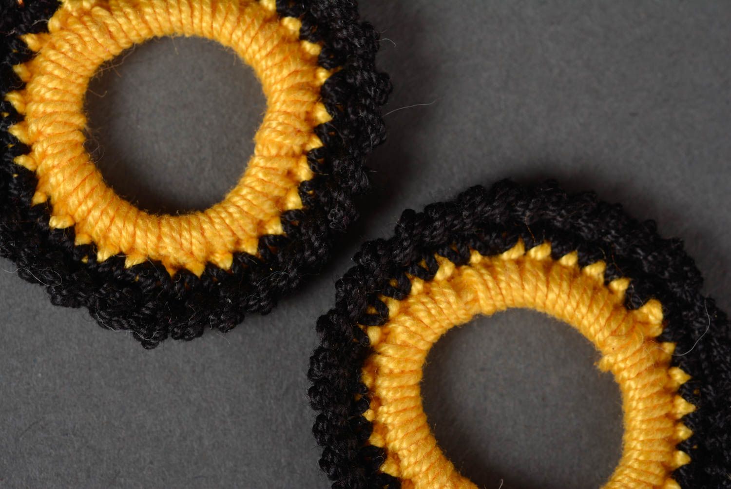 Handmade designer earrings crocheted round earrings stylish accessories photo 2