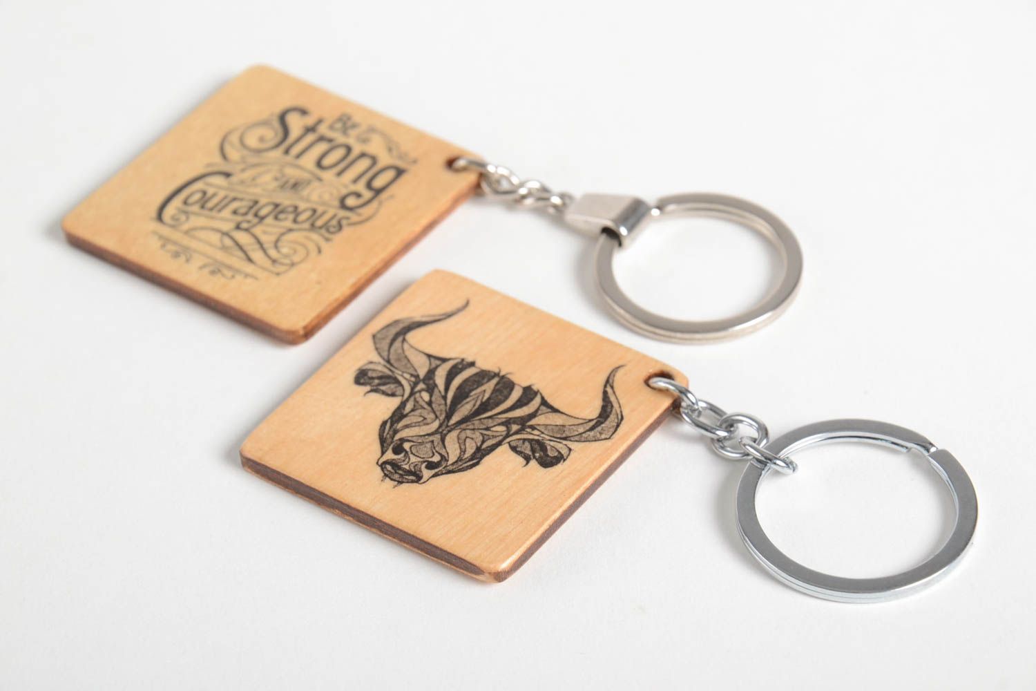 Handmade keychains unusual keychain set of 2 items wooden souvenir for men photo 3