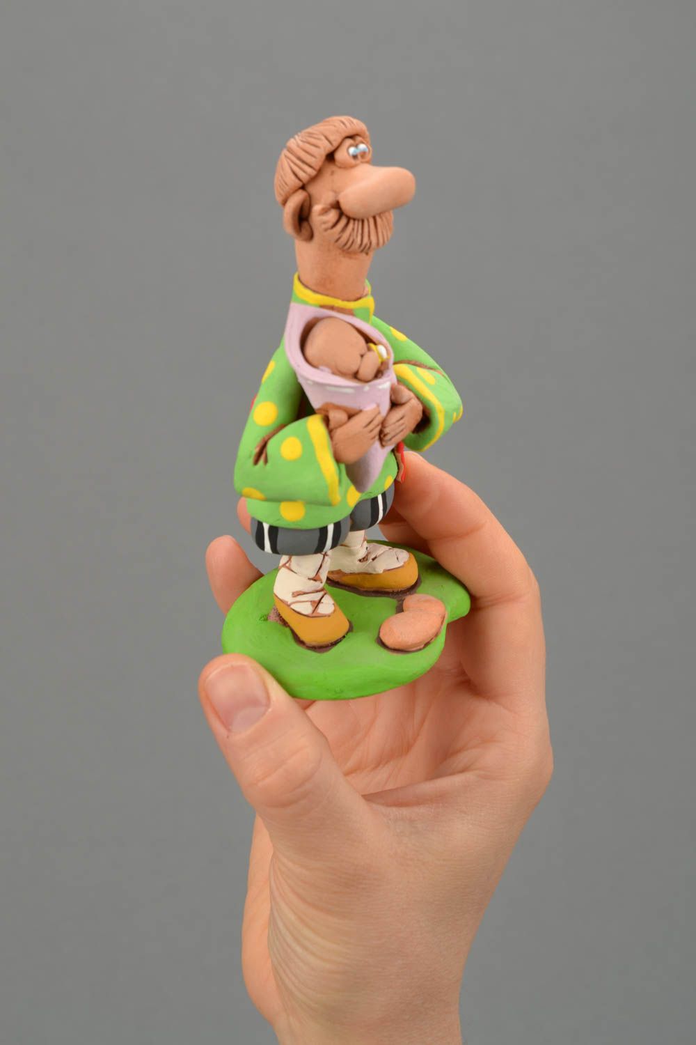 Designer ceramic figurine Cossack with Baby photo 2