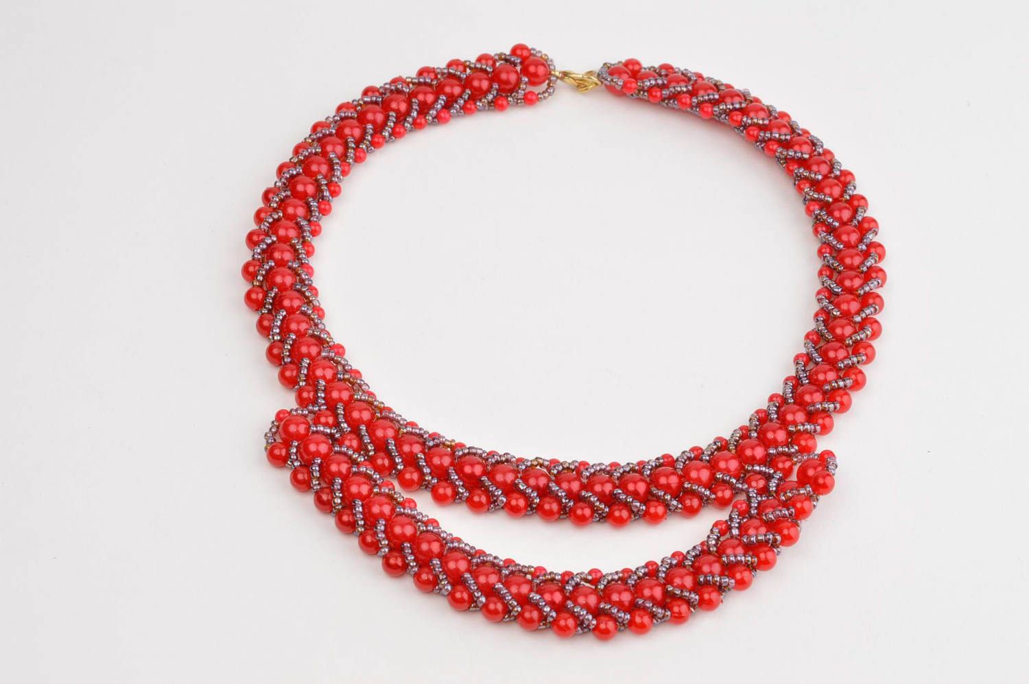 Collar hecho a mano de abalorios regalo personalizado collar de moda rojo foto 3