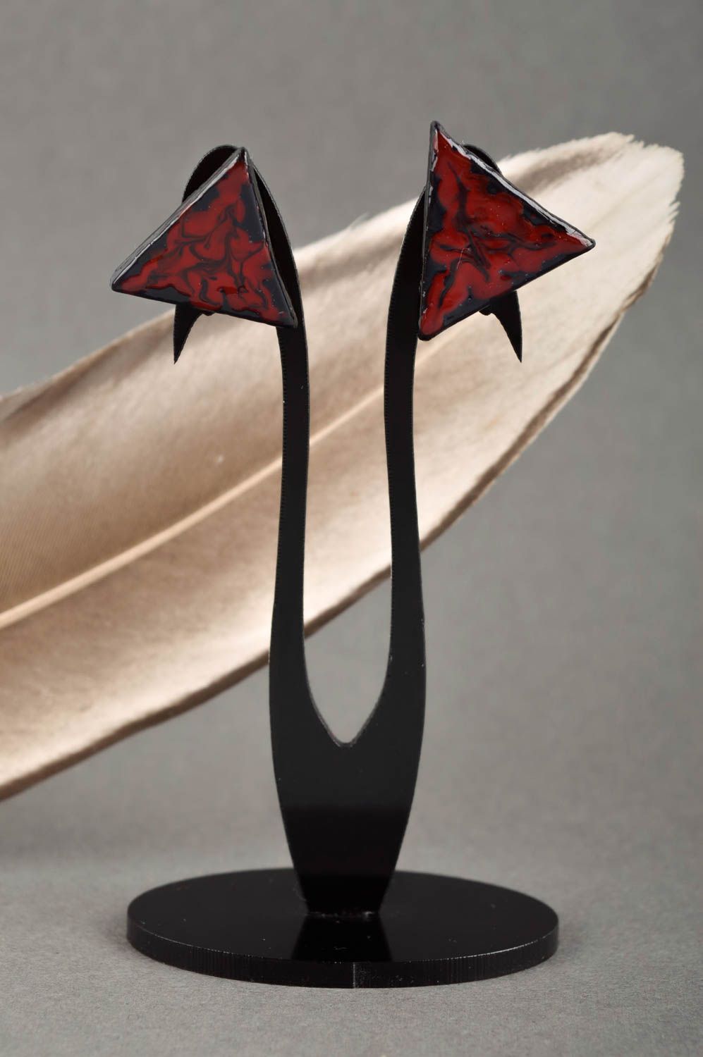 Серьги из полимерной глины украшение ручной работы серьги гвоздики стильные фото 1