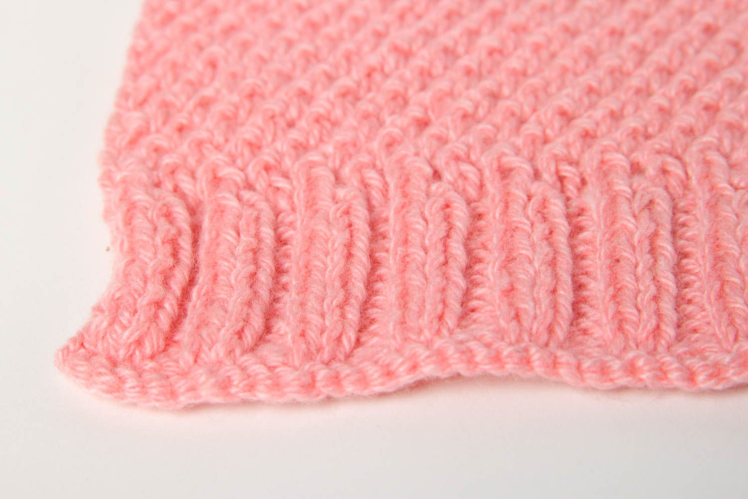 Handmade winter accessories beautiful knitted cap stylish warm pink scarf photo 5