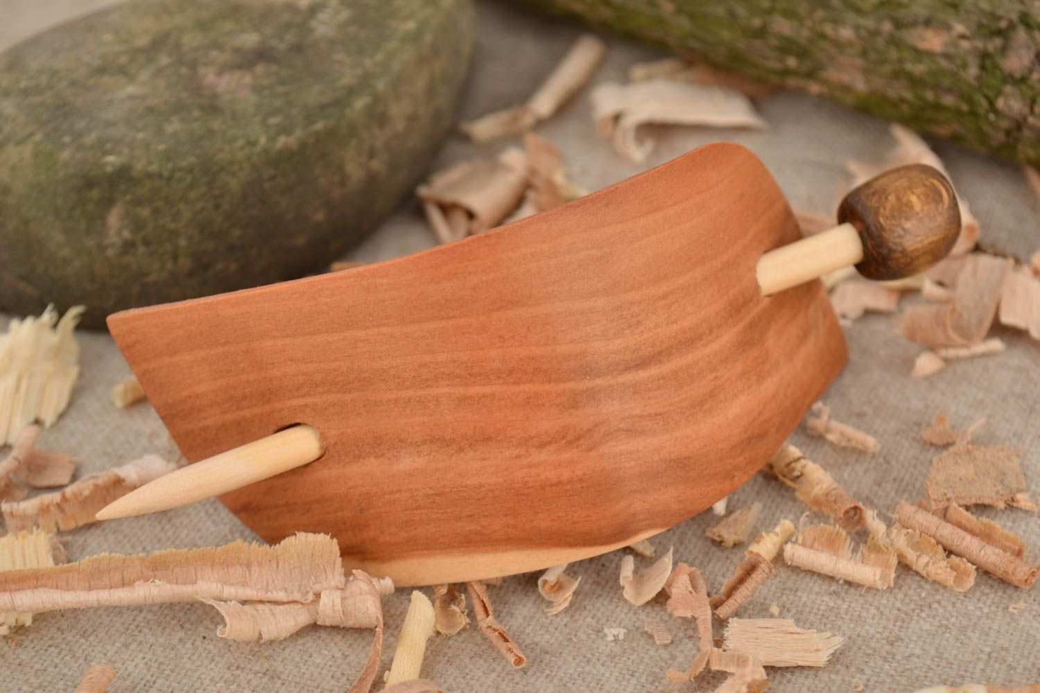 Eco friendly hair jewelry unusual wooden barrette hand made of natural material photo 1