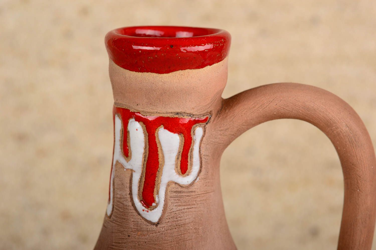Cruche en terre cuite faite main Vaisselle design avec anse 75 cl Cadeau femme photo 2
