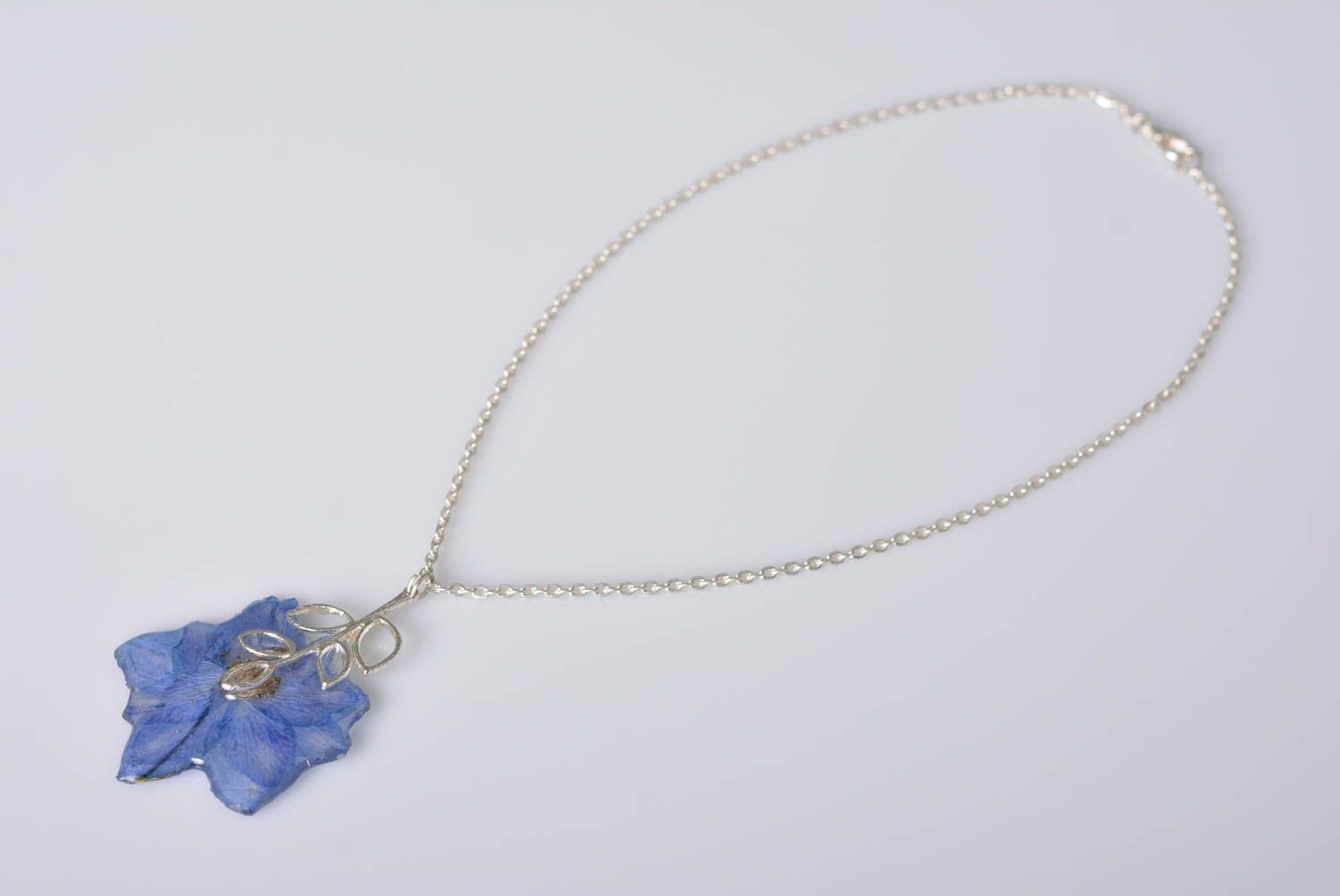 Jewelry with natural flower handmade chain pendant chain jewelry botanic pendant photo 4
