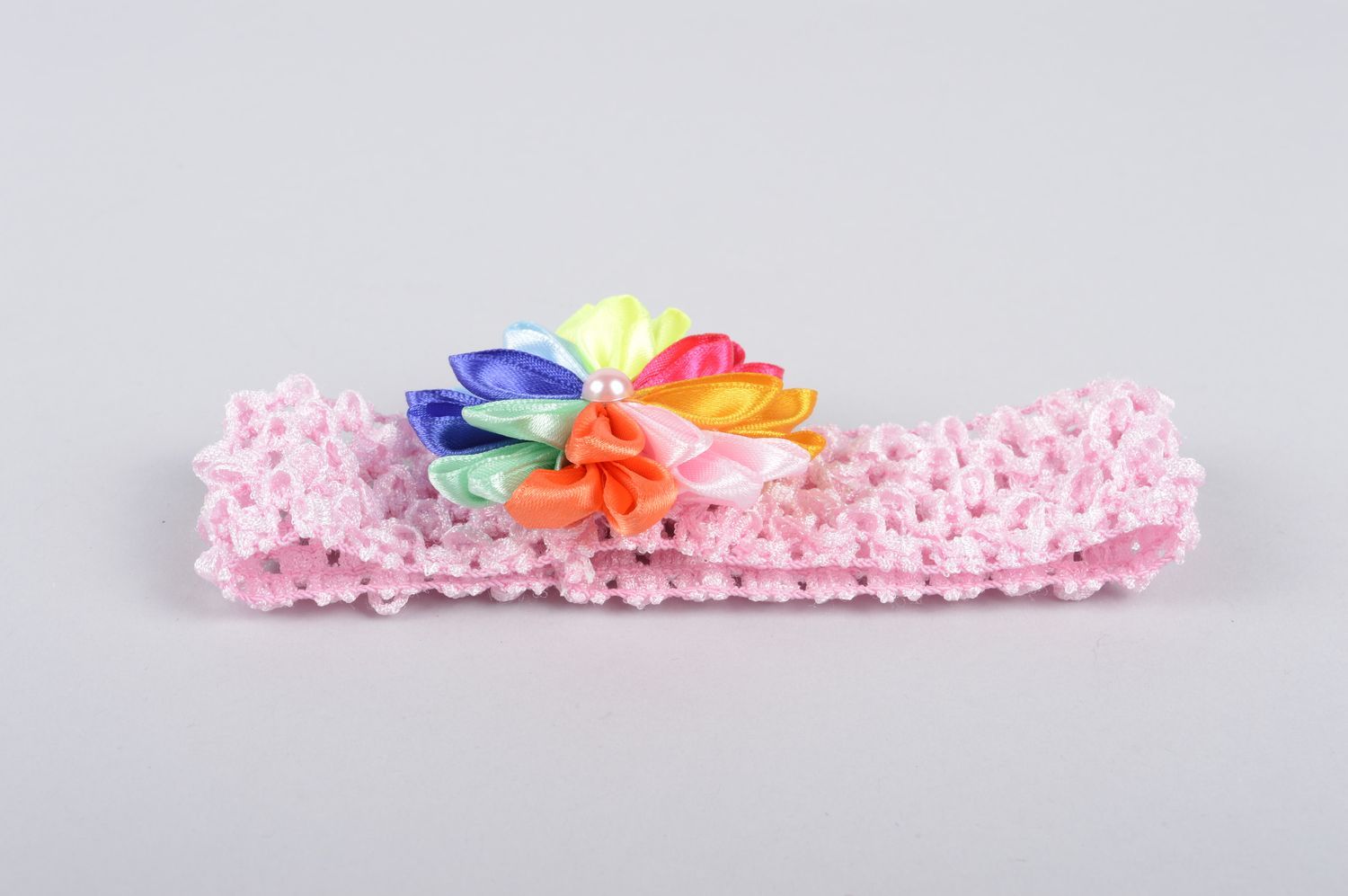 Haarband mit Blumen handgemachter Schmuck Accessoire für Haare bunt grell foto 2
