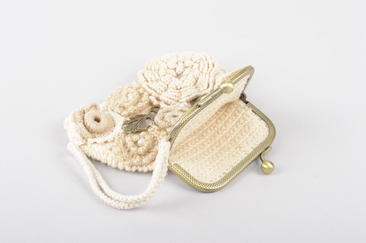Handmade women purse purse for odd money white crocheted purse present for women photo 5