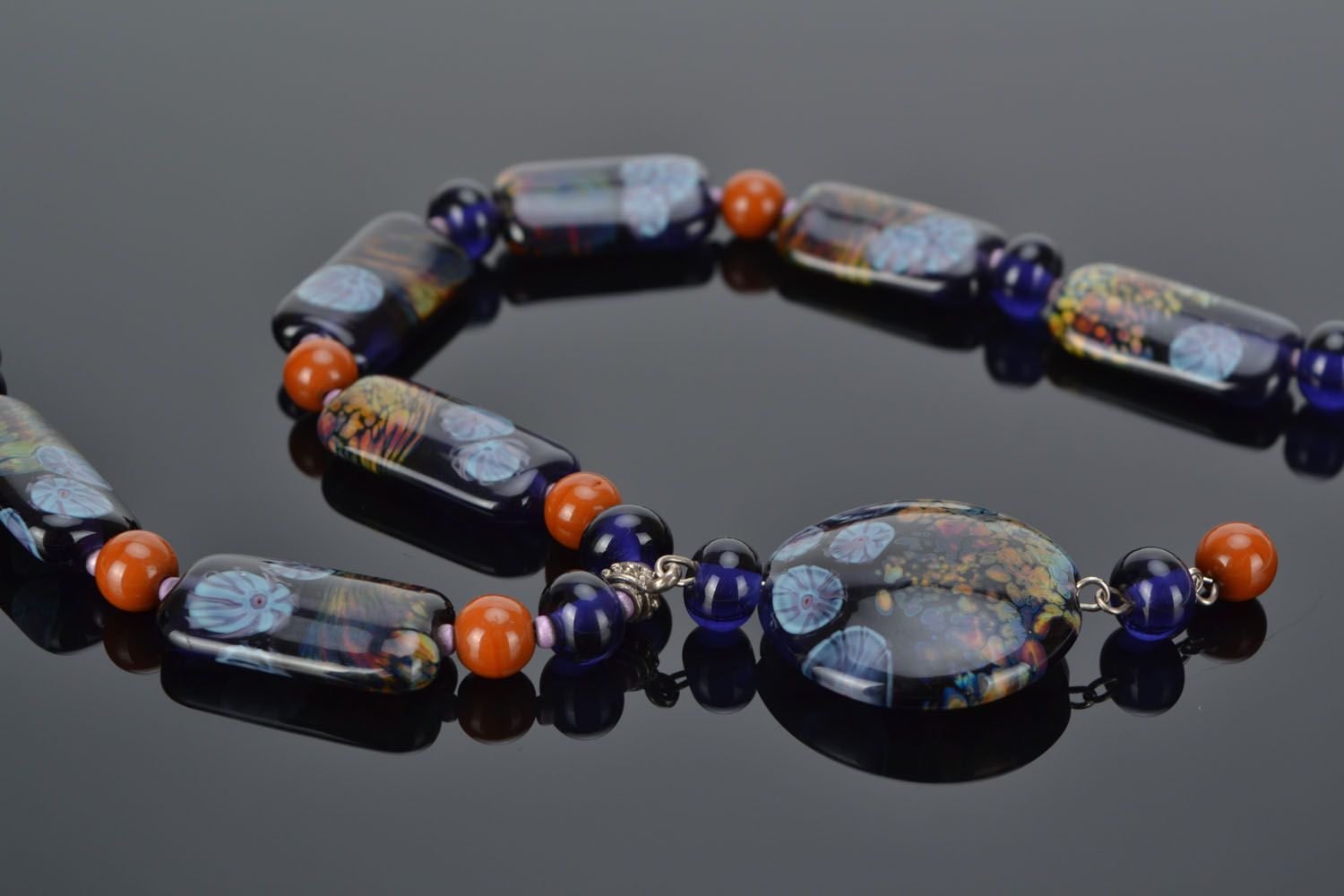 Long lampwork beaded necklace  photo 1