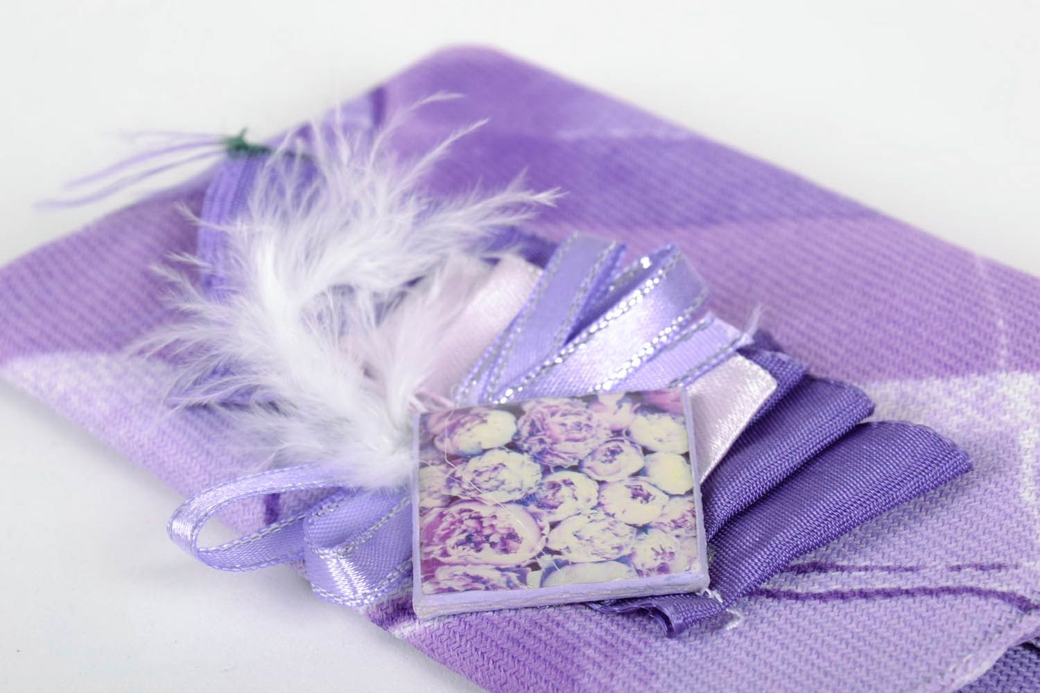 Porte passeport en carton et lin violet photo 5