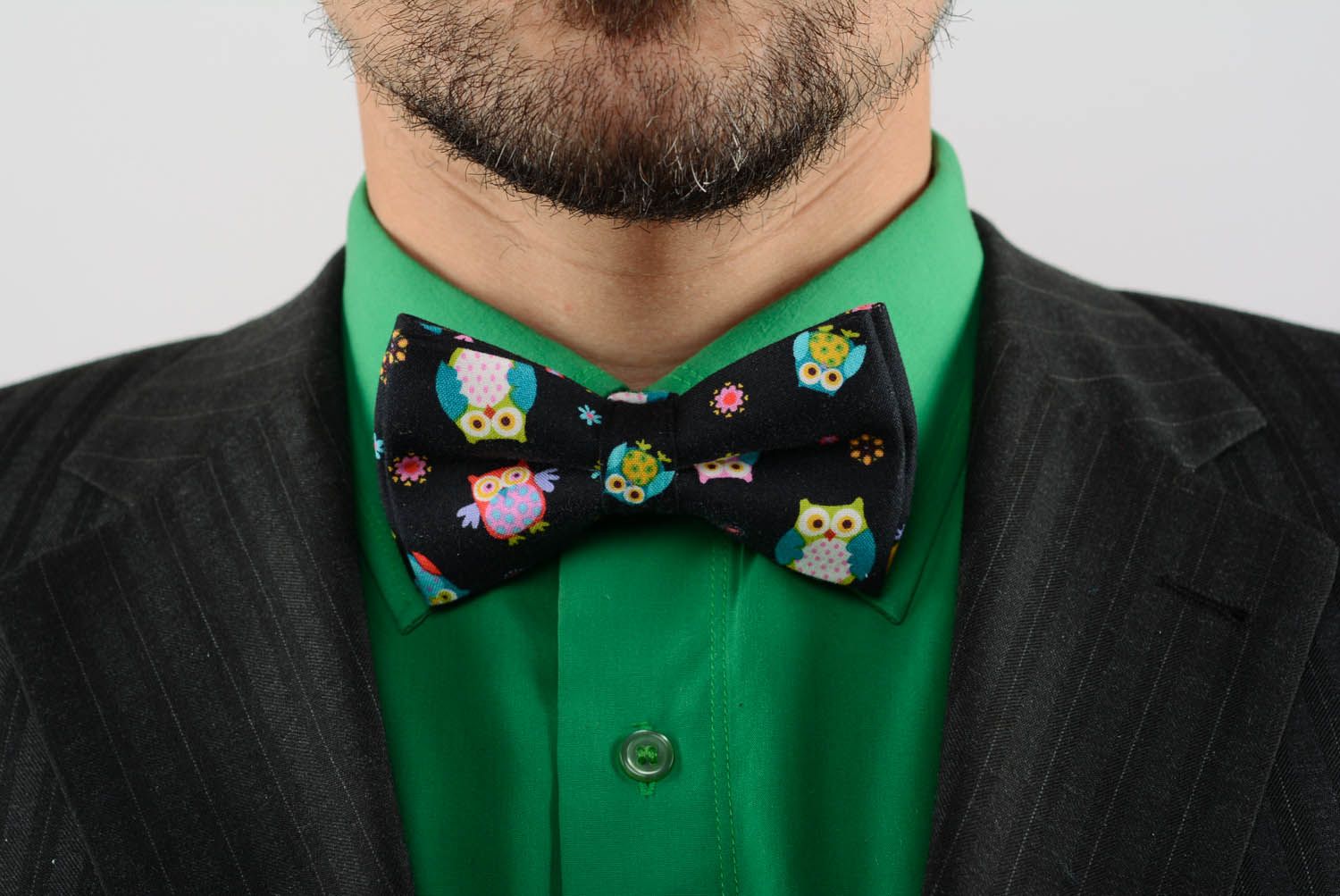 Black bow tie with owls  photo 1