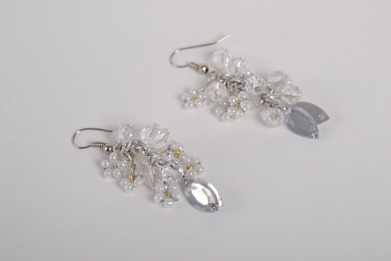 Handmade designer beaded earrings transparent earrings stylish jewelry photo 5