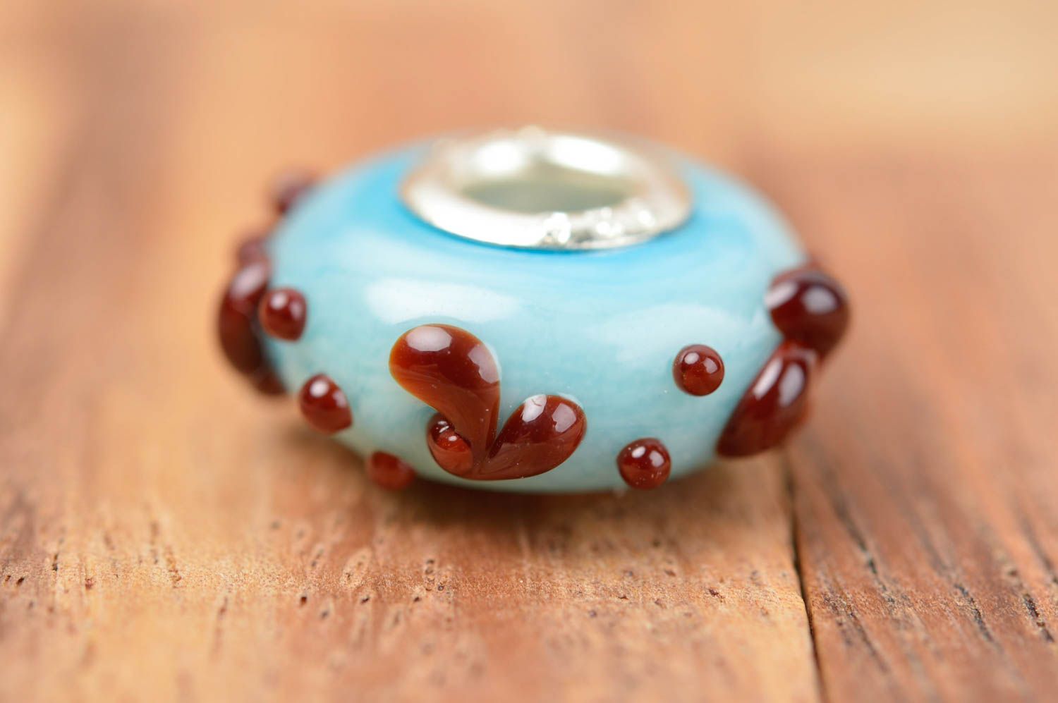 Perle bleue faite main Fourniture pour bijoux en verre Loisirs créatifs photo 2