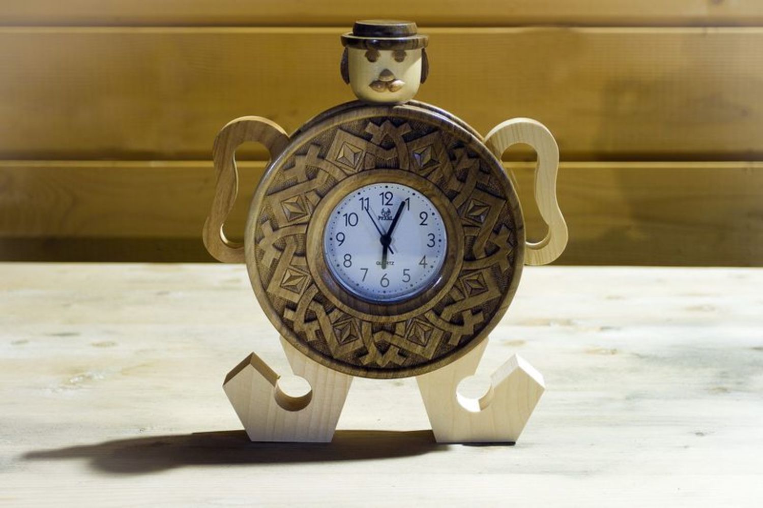 Wooden desktop clock with alarm clock  photo 5