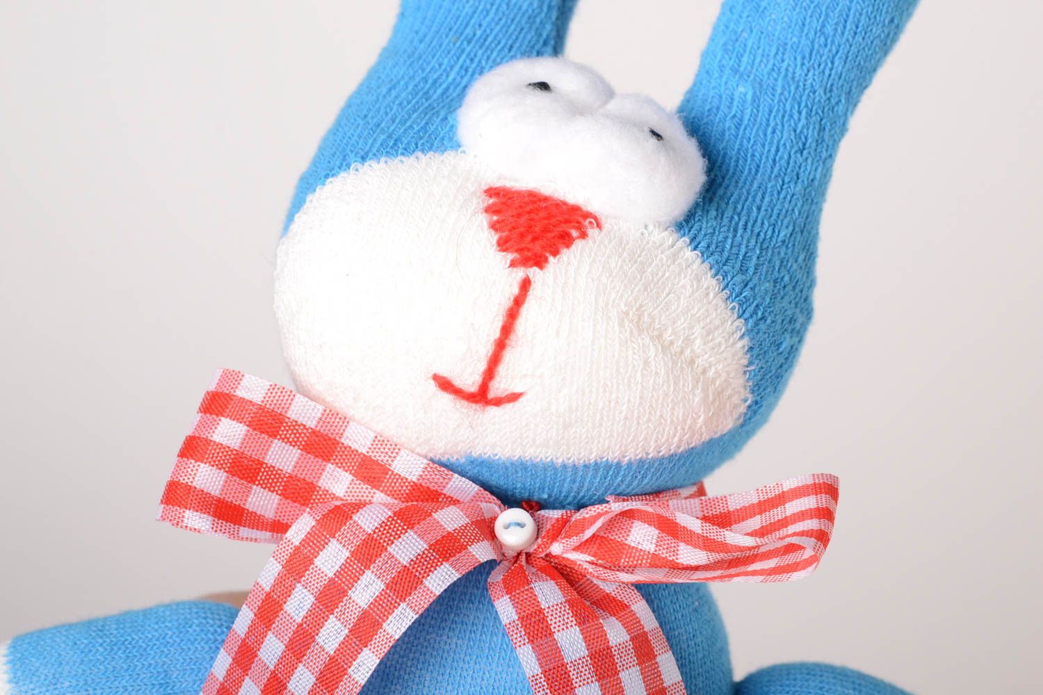 Stofftier Hase handmade Kuscheltier interessantes Kuscheliges Spielzeug blau foto 4