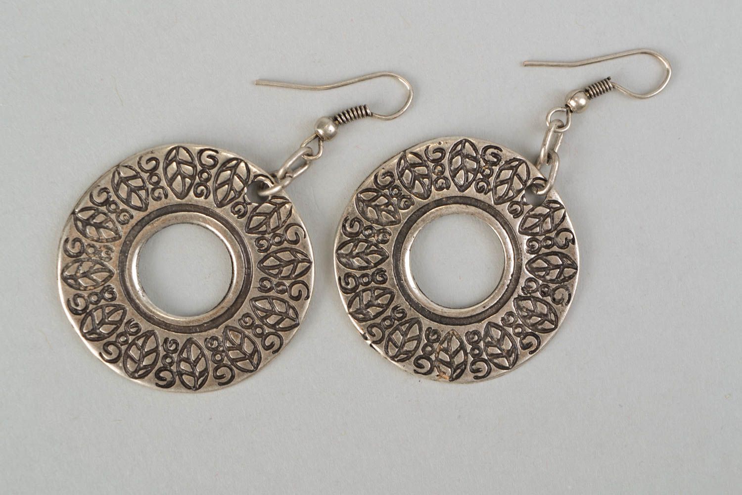 Designer metal earrings Leaves photo 3