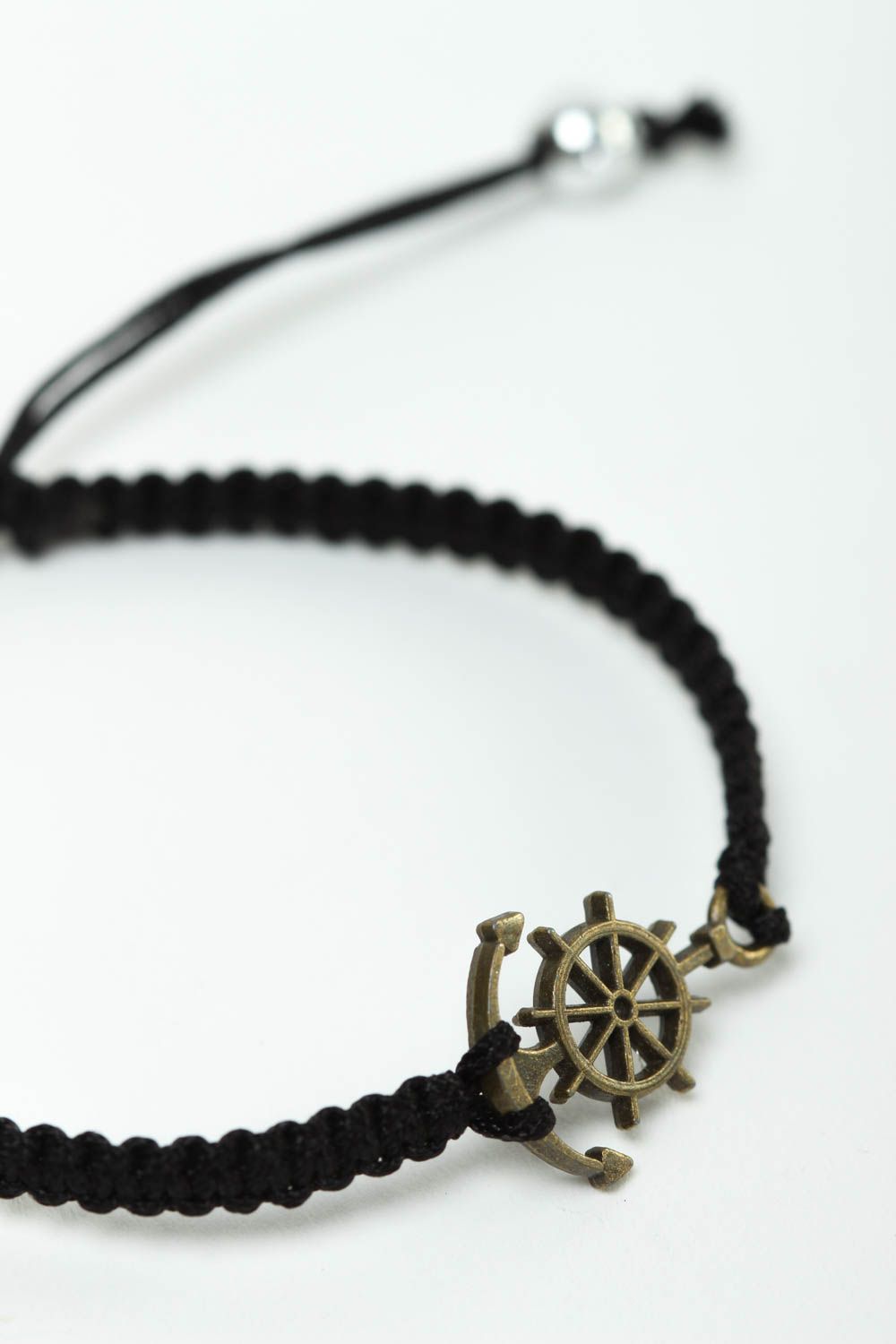 Bracelet textile Bijou fait main noir style marin Accessoire femme original photo 3