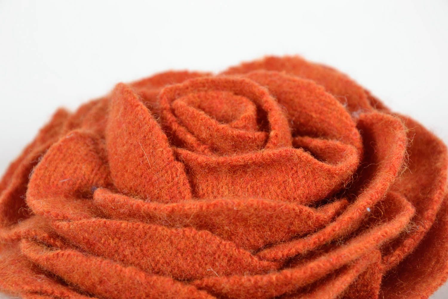 Grande broche fleur en laine Rose photo 3