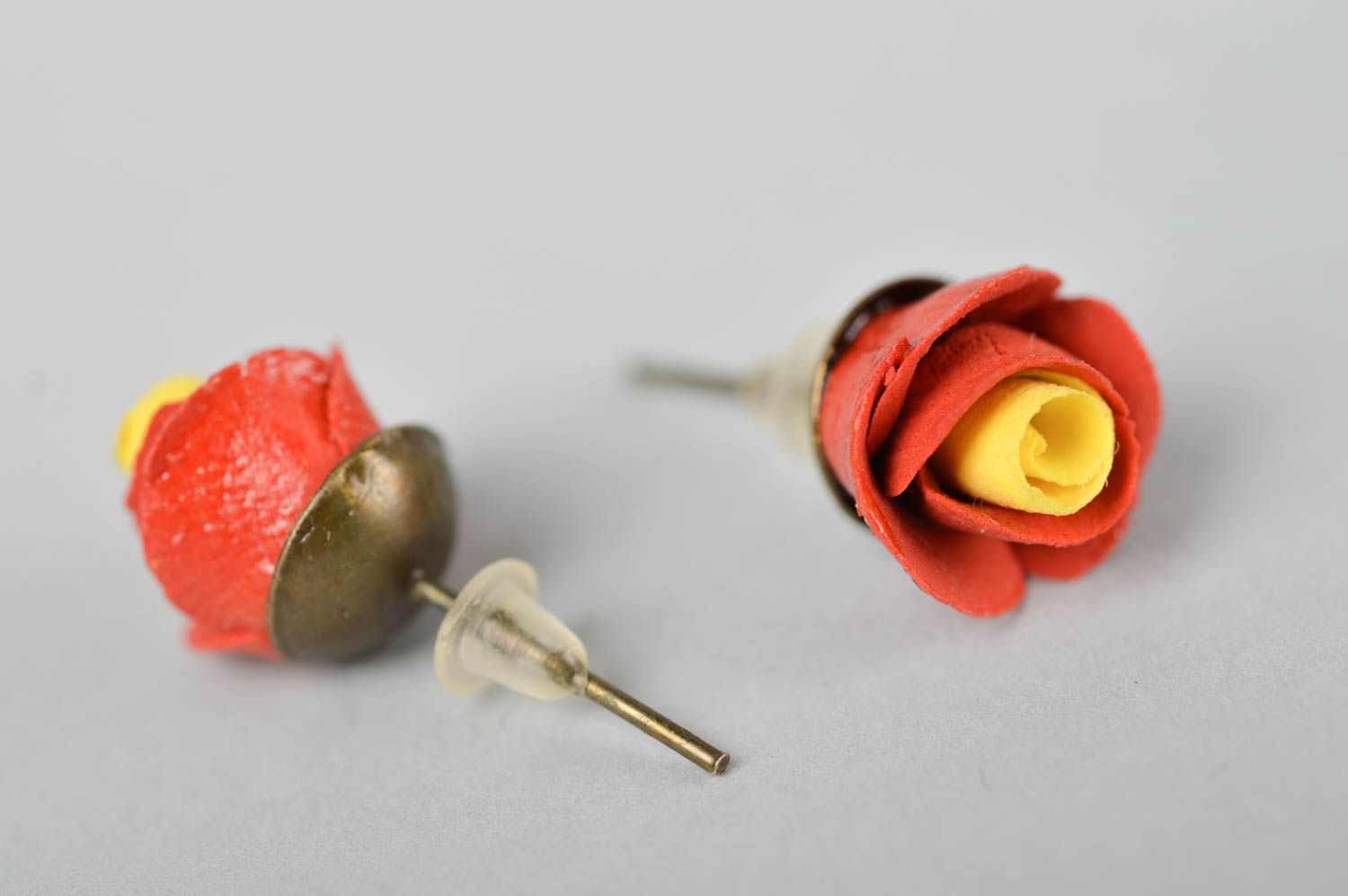Handmade rose earrings stud earrings flower earrings fashion plastic bijouterie photo 3