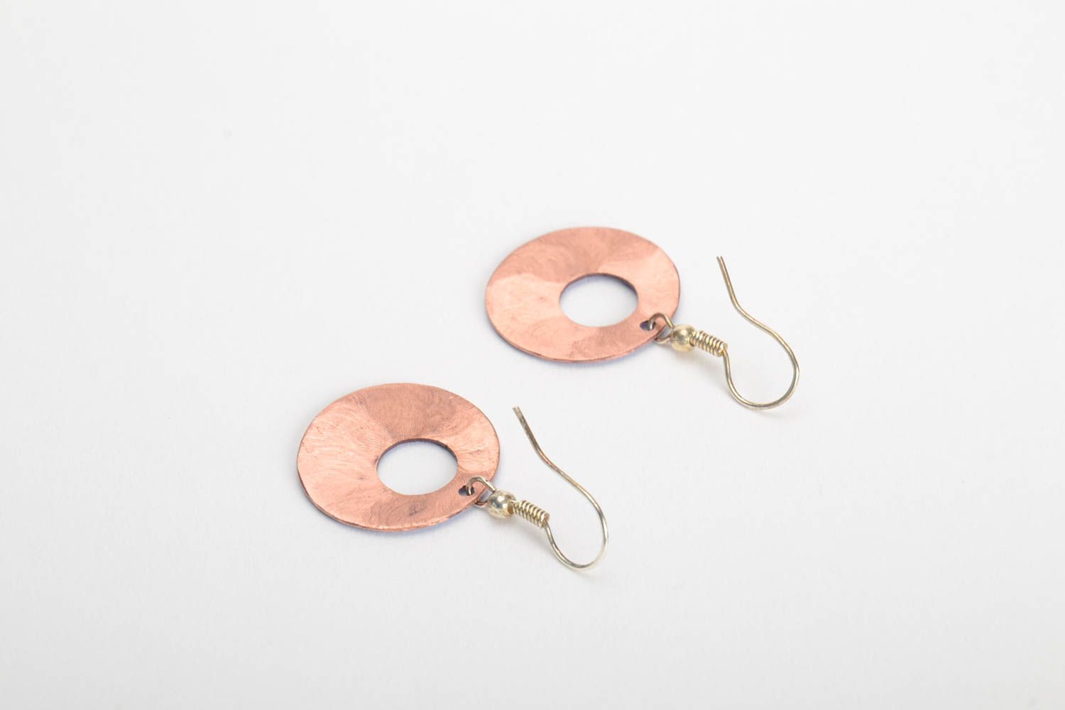 Handmade copper round earrings painted with hot enamel stylish accessory photo 3