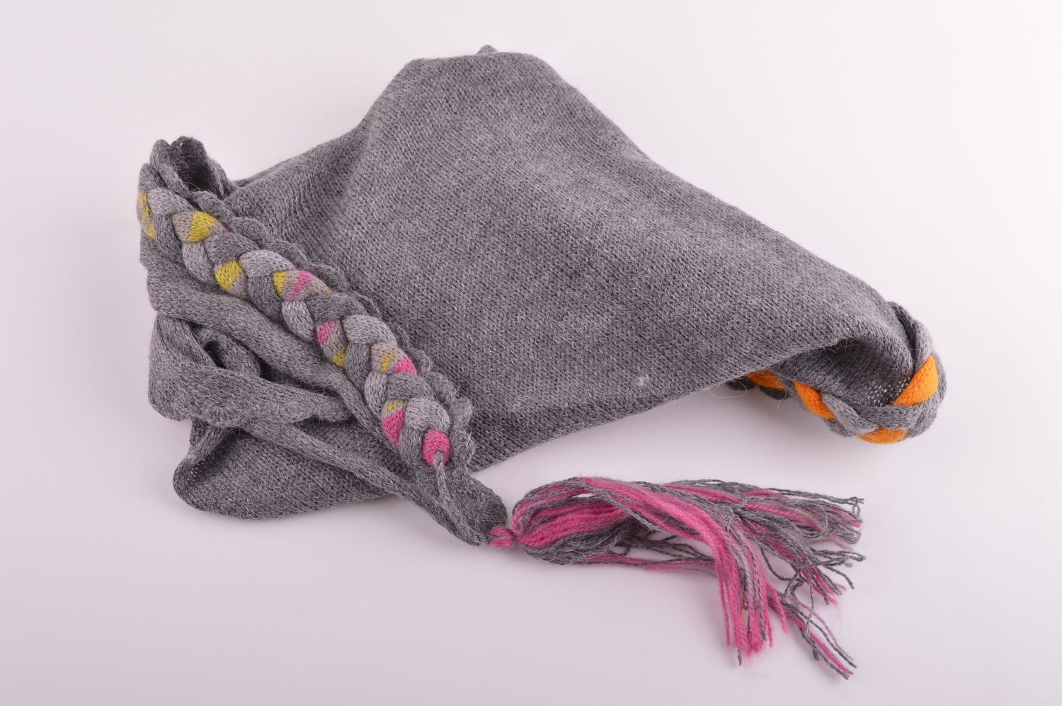 Schal für Damen handgefertigt Schal aus Wolle Accessoire für Frauen in Grau foto 3