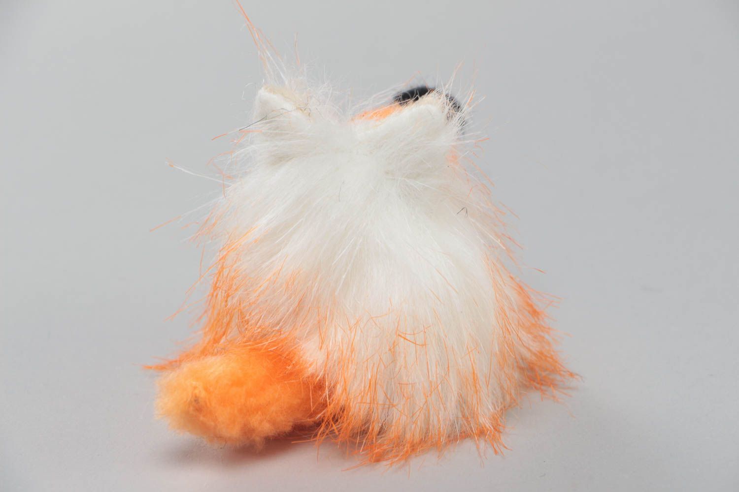 Small handmade orange fluffy fur fabric puppet toy Fox photo 3