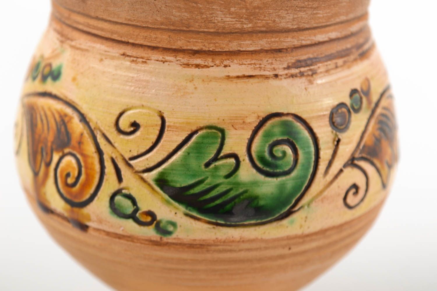 Becher aus Ton handmade Keramik Geschirr Küchen Deko mit Bemalung schön foto 3