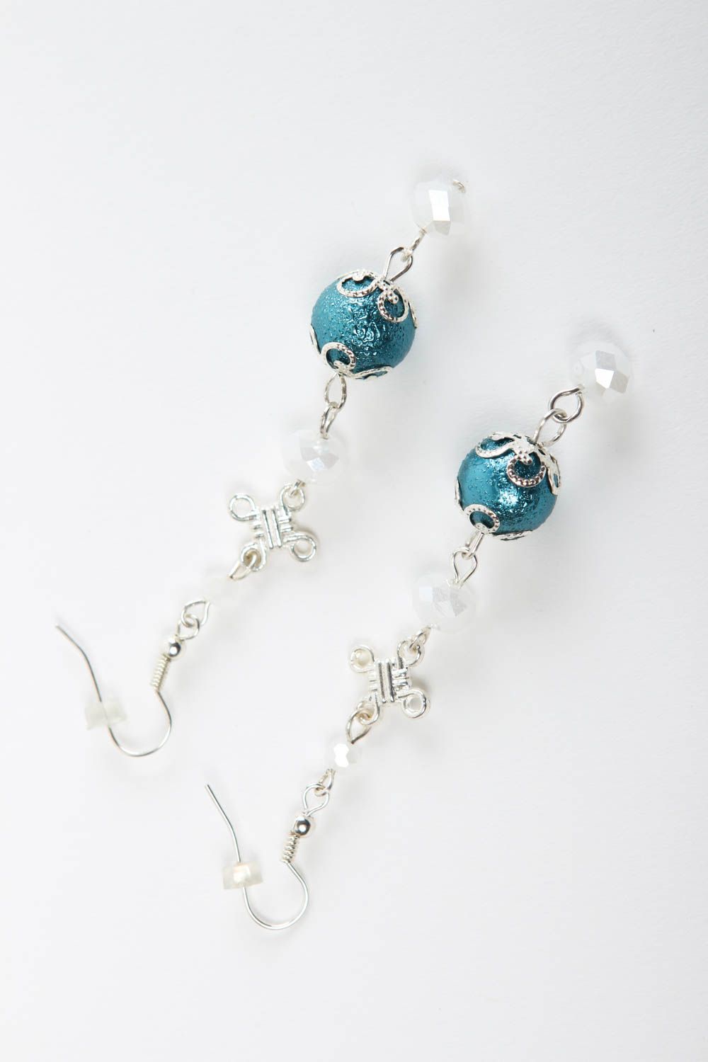 Crystal earrings handmade long crystal earrings with charms stylish jewelry photo 2