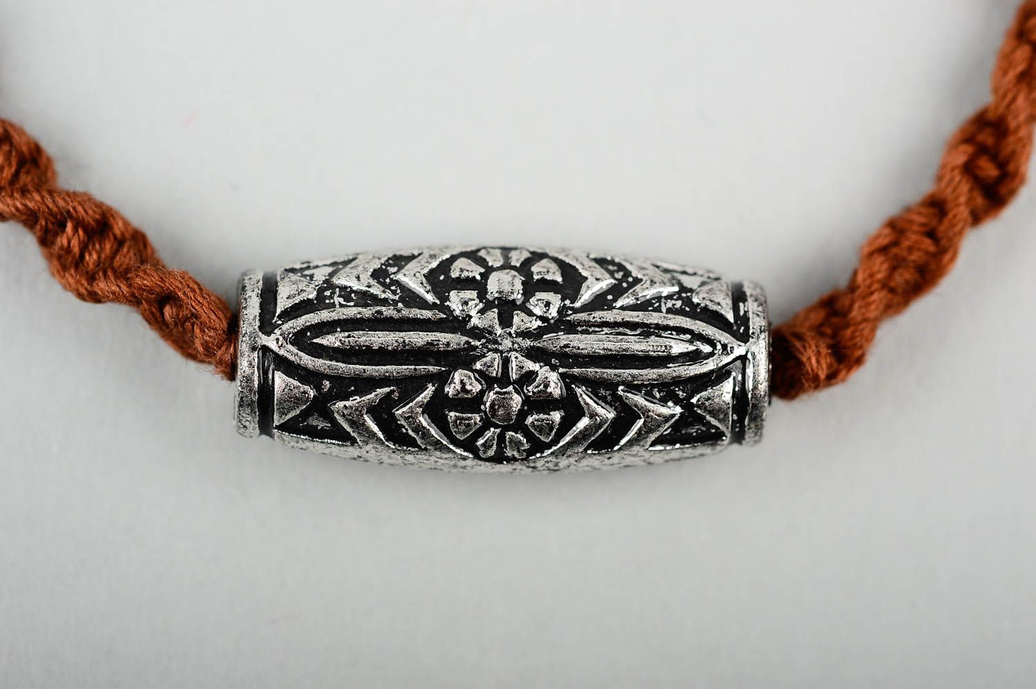 Handmade designer textile bracelet unusual brown bracelet female jewelry photo 4