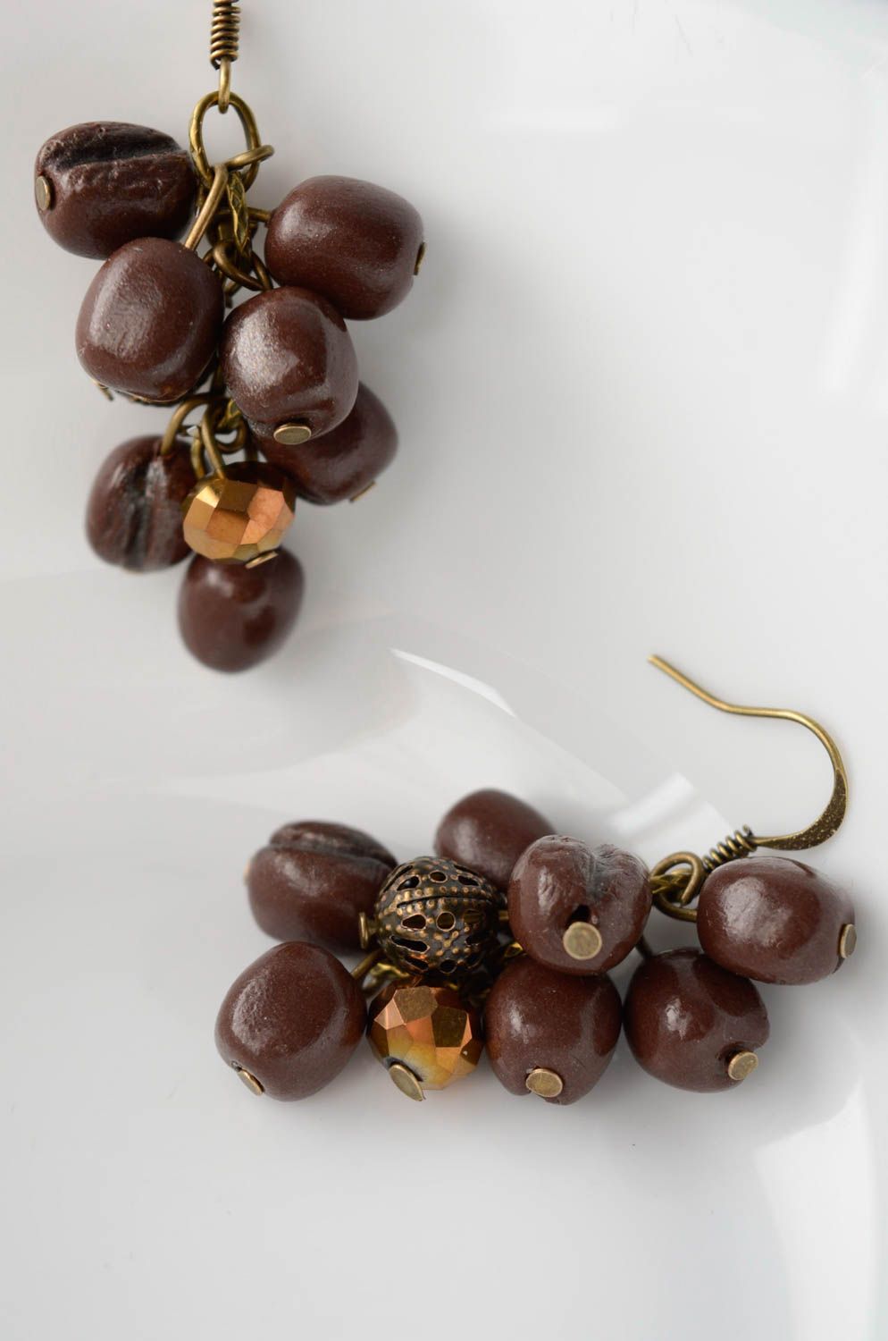 Polymer clay earrings Coffee Beans photo 1