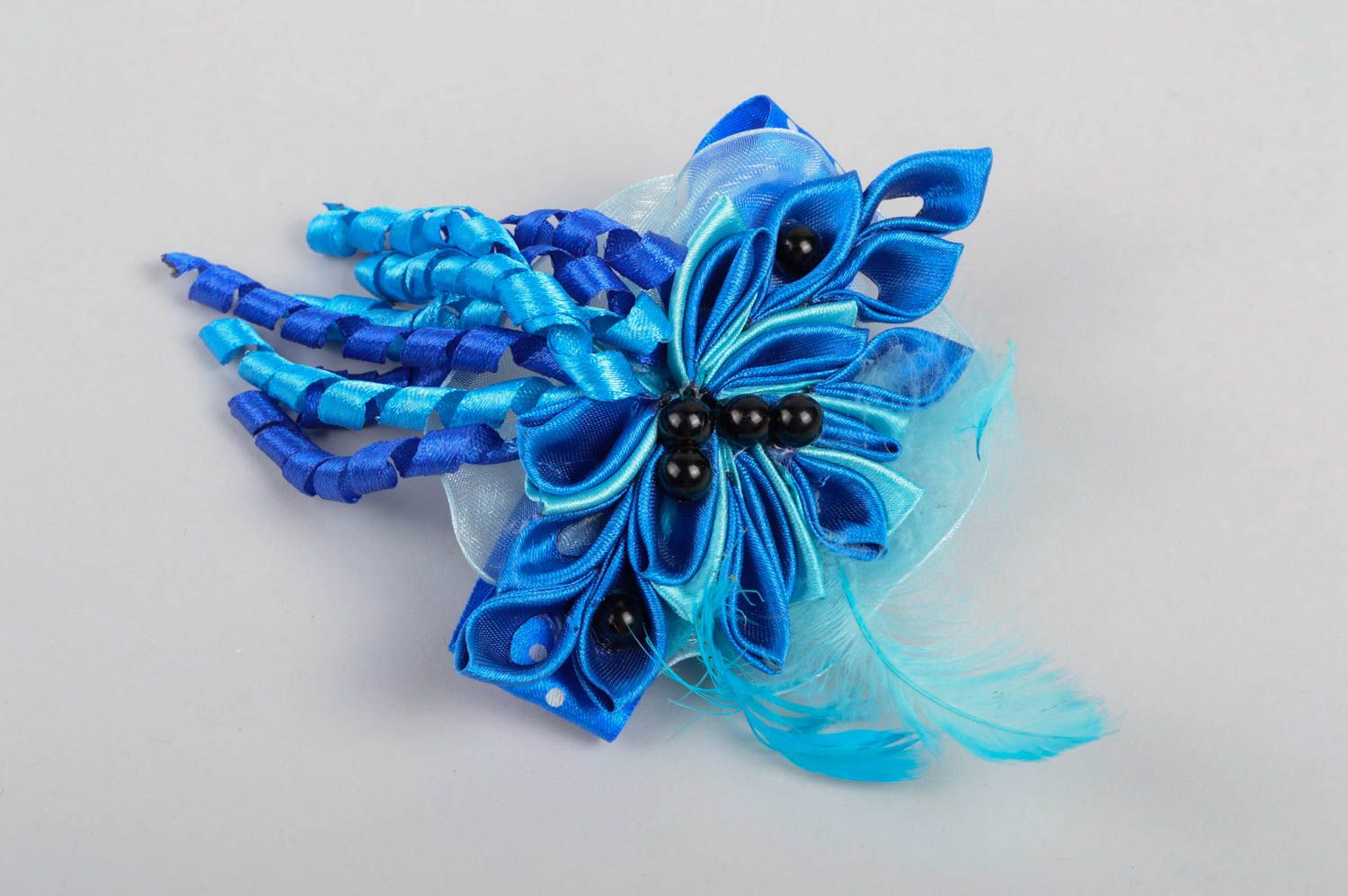 Handmade Schmuck blauer Blumen Haargummi schöner Mädchen Haarschmuck stilvoll foto 2