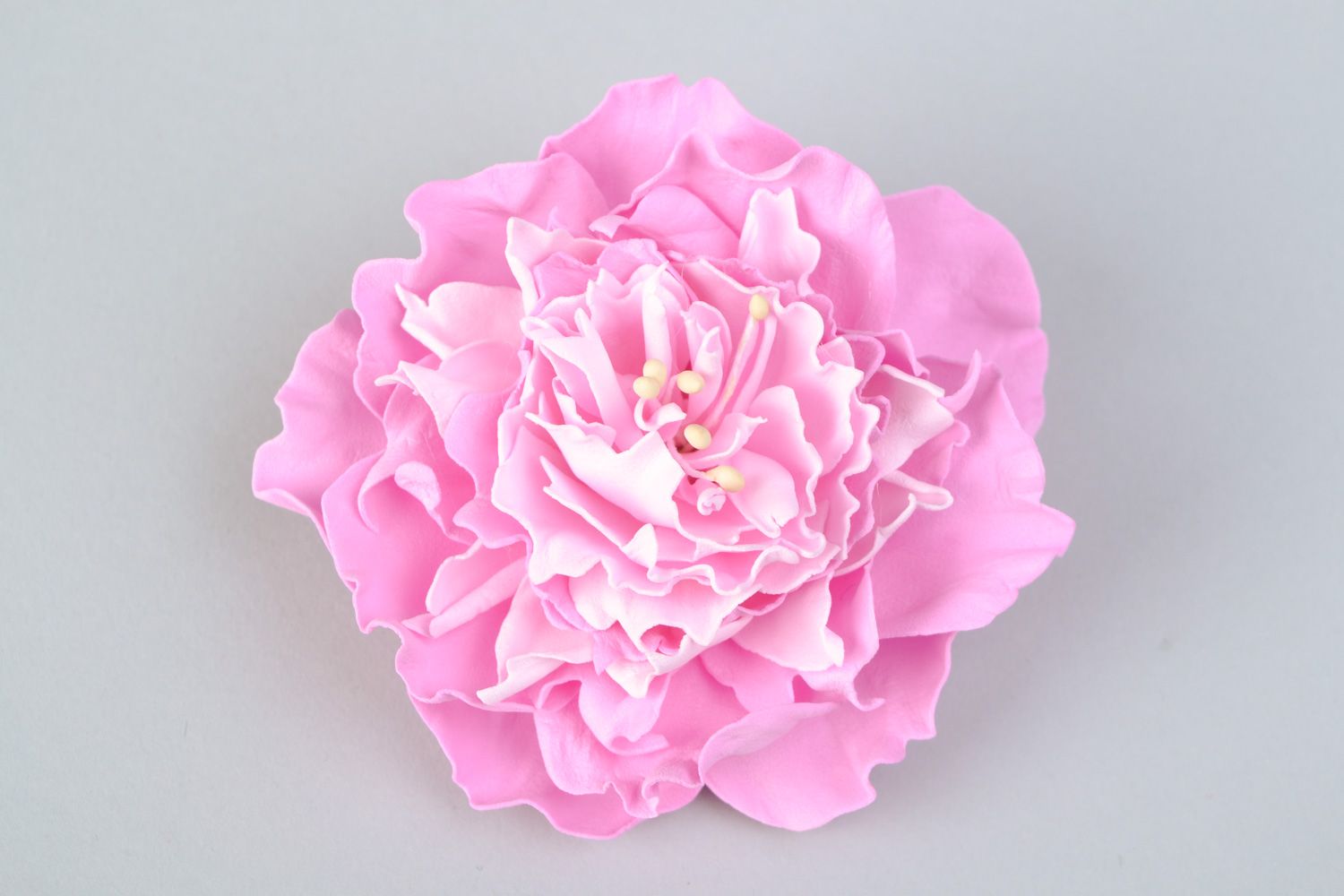 Barrette à cheveux et broche fleur rose faite main accessoire original Pivoine photo 5