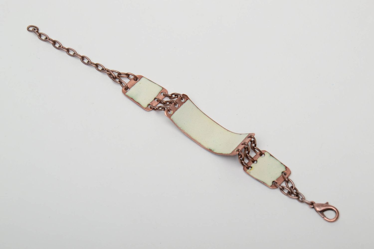 Copper bracelet painted with enamels with chain photo 5