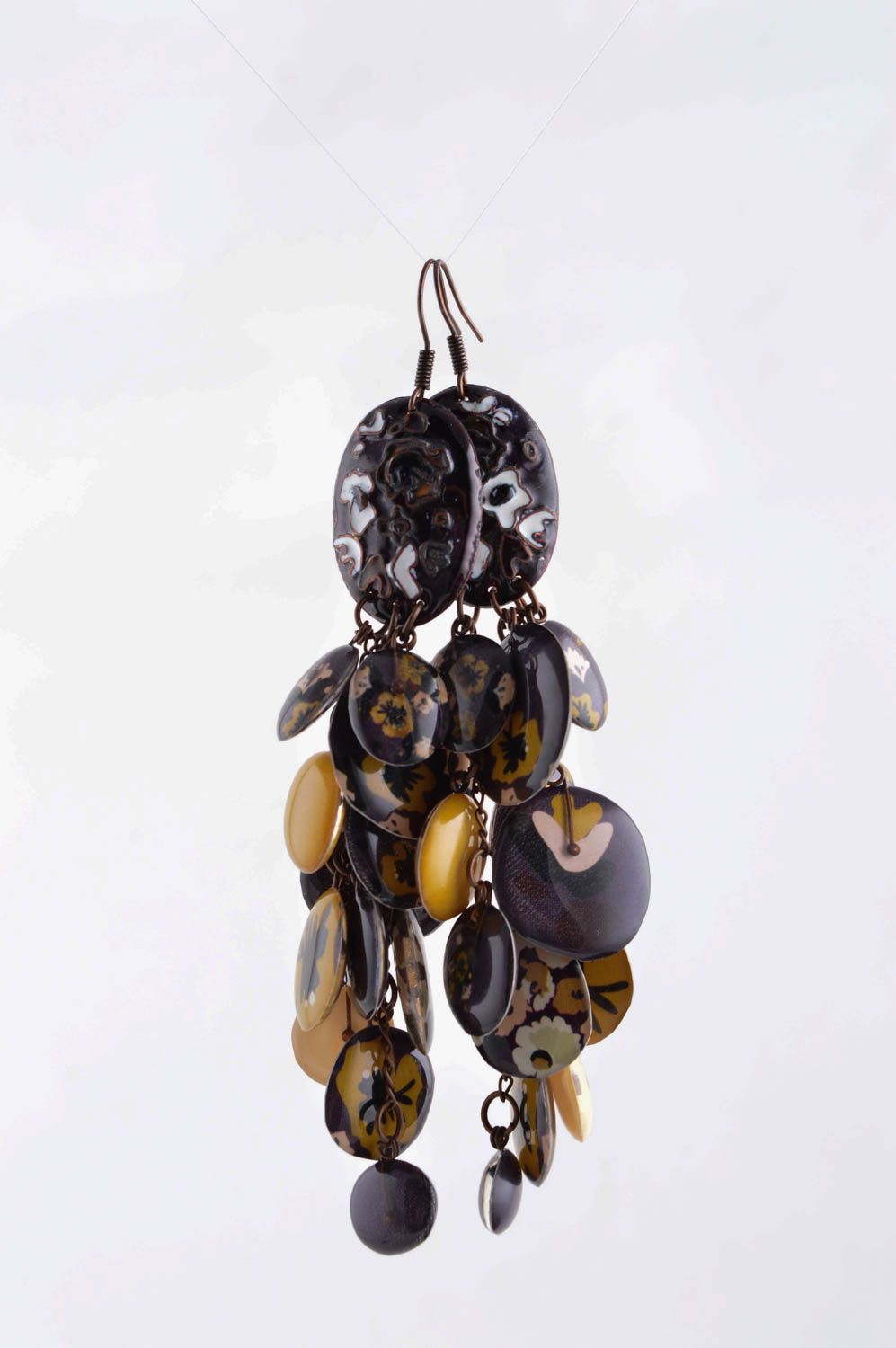 Handmade cute metal earrings designer earrings jewelry in vintage style photo 3