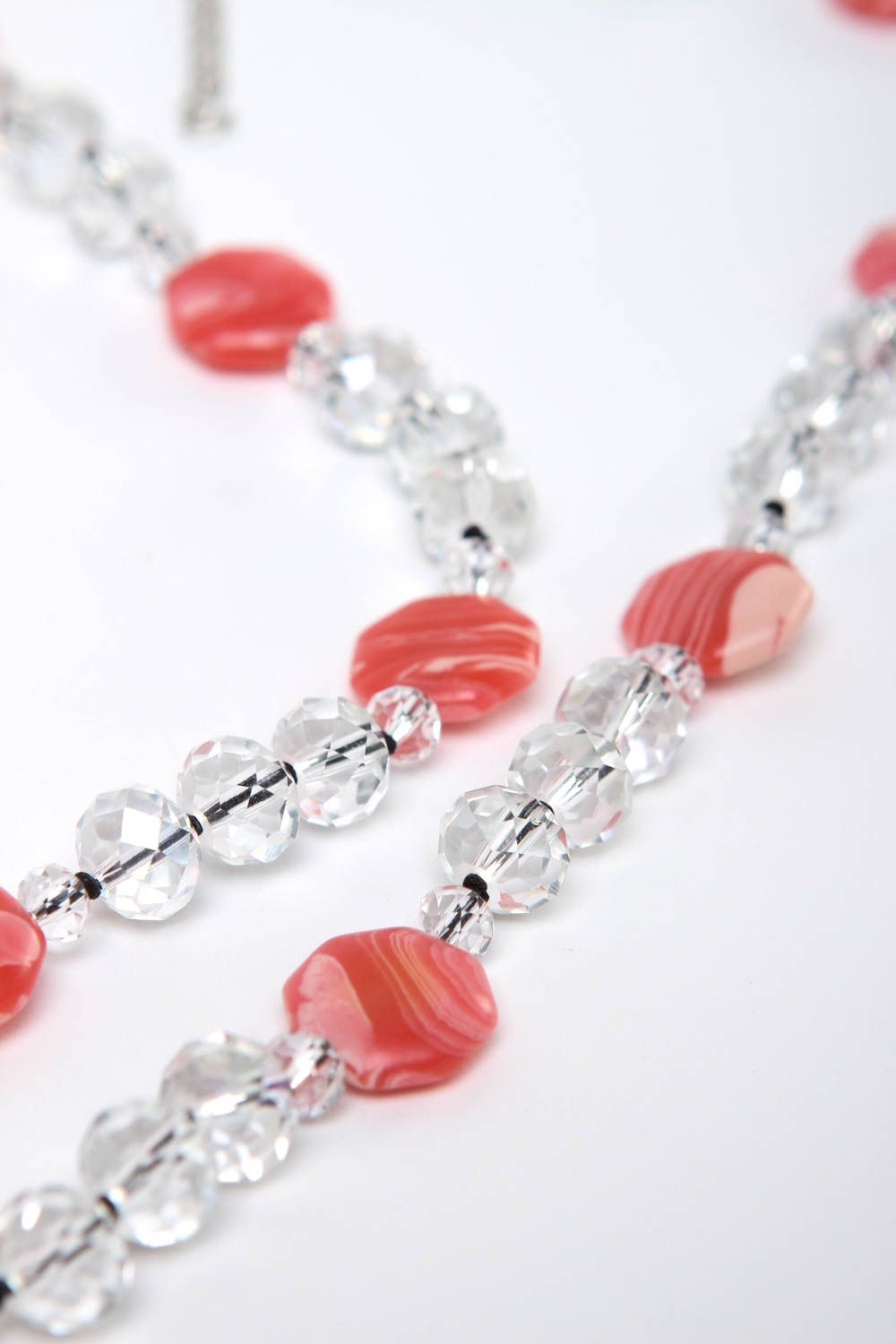 Halskette Frauen handmade Perlen Schmuck Damen Accessoire mit Achat und Kristall foto 3