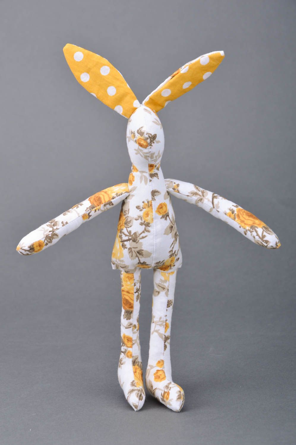 Handmade soft toy bunny made of fabric with floral print interior decor ideas photo 2