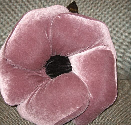Handmade double-sided beautiful soft velour fabric cushion in the shape of rose photo 4