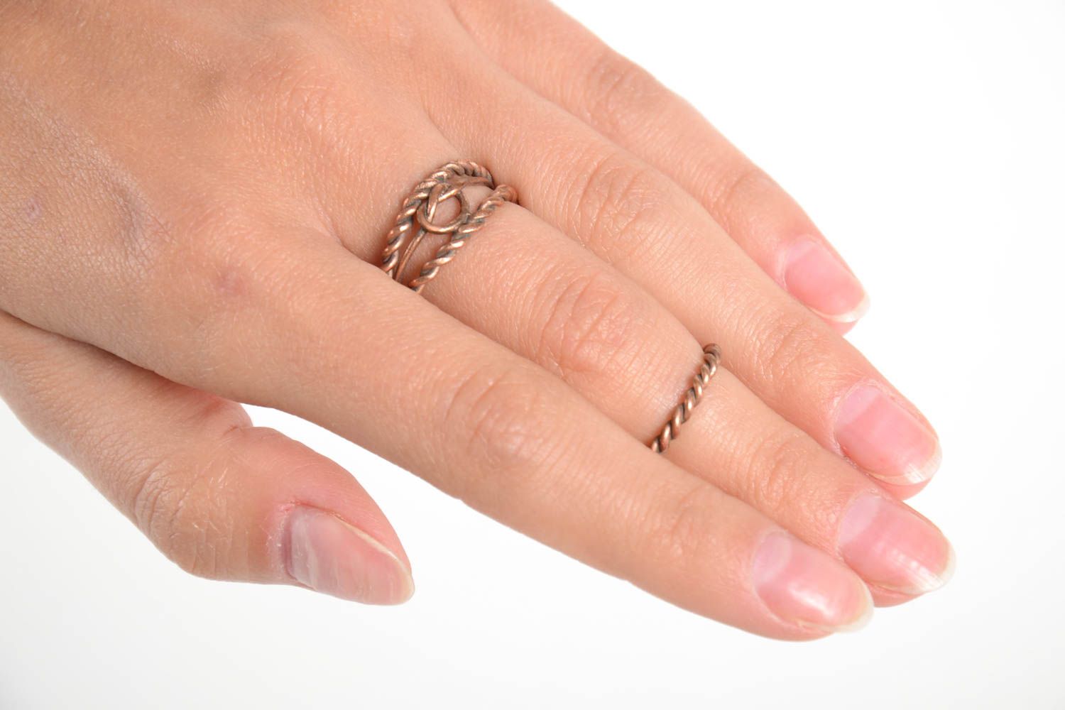 Красивые кольца ручной работы женские кольца из меди необычные кольца 2 штуки фото 2