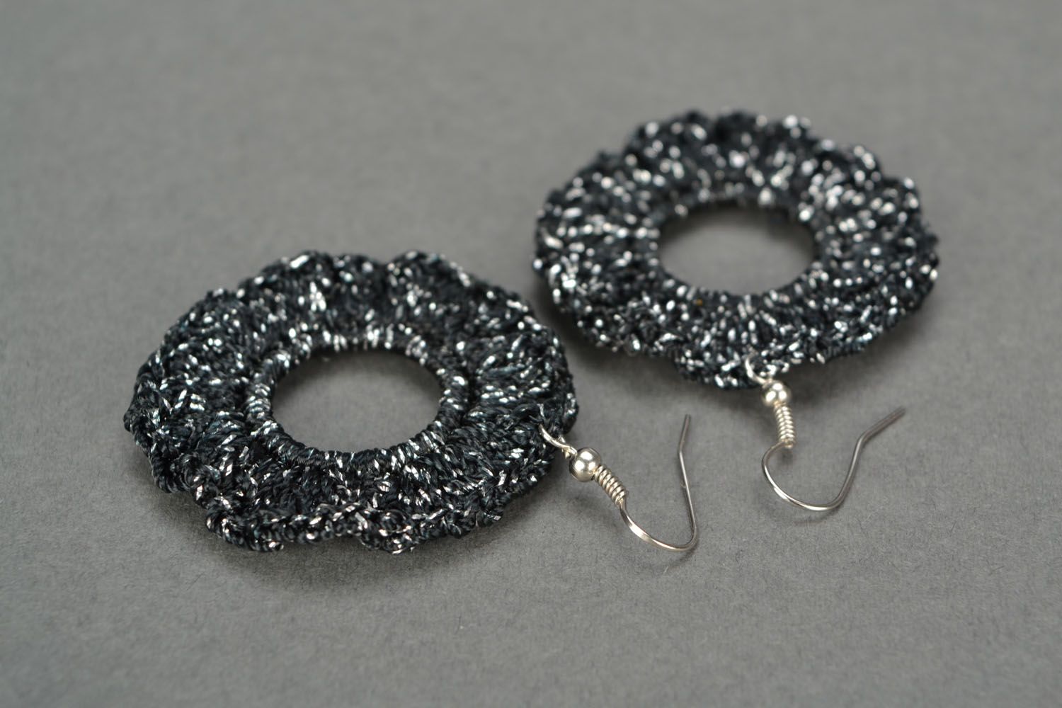 Crochet earrings Silver Night photo 4