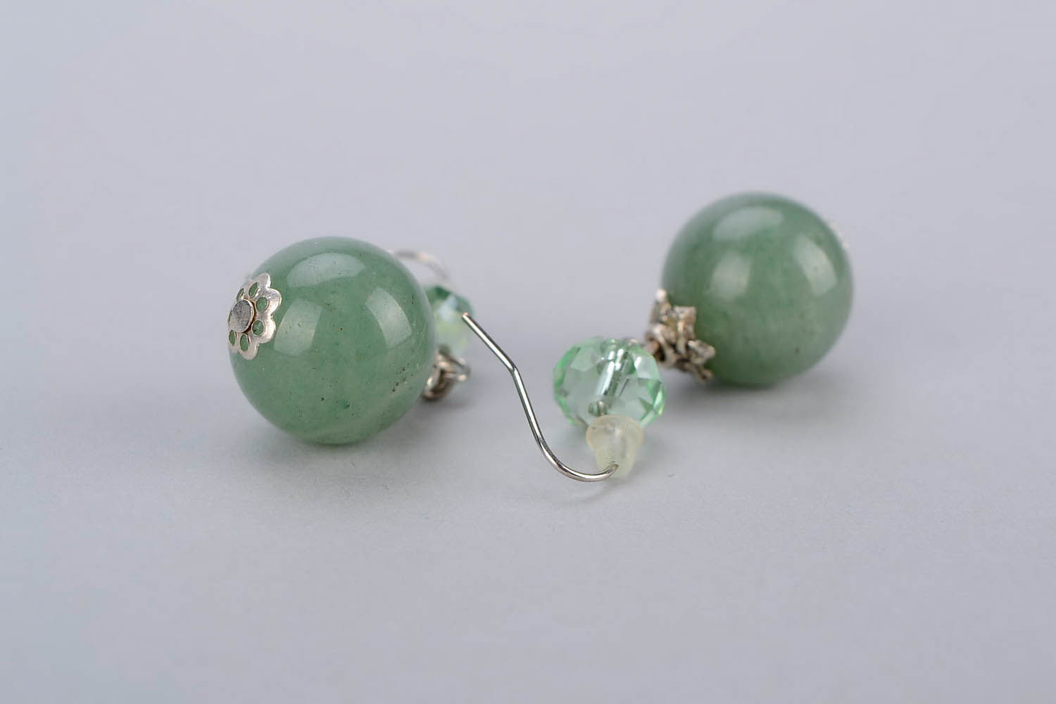 Earrings made ​​of jade and Czech crystal photo 4
