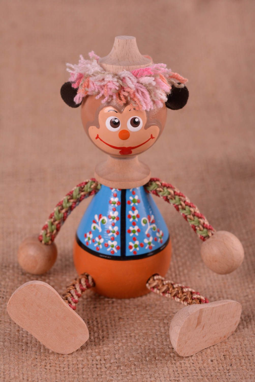 Juguete de madera artesanal mono de juguete bonito regalo original para niño  foto 1