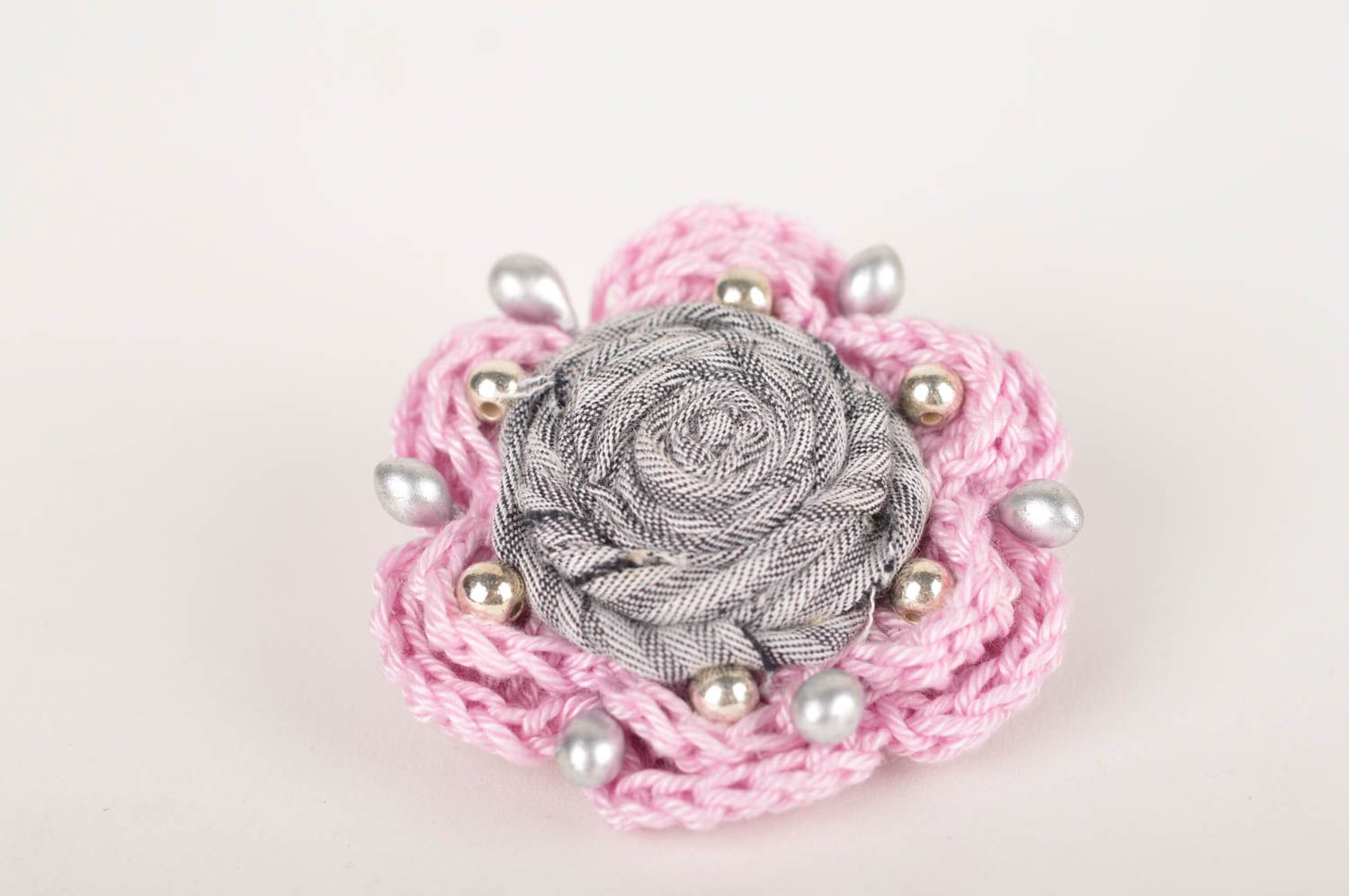 Unusual handmade flower brooch stylish hair clip accessories for girls photo 2