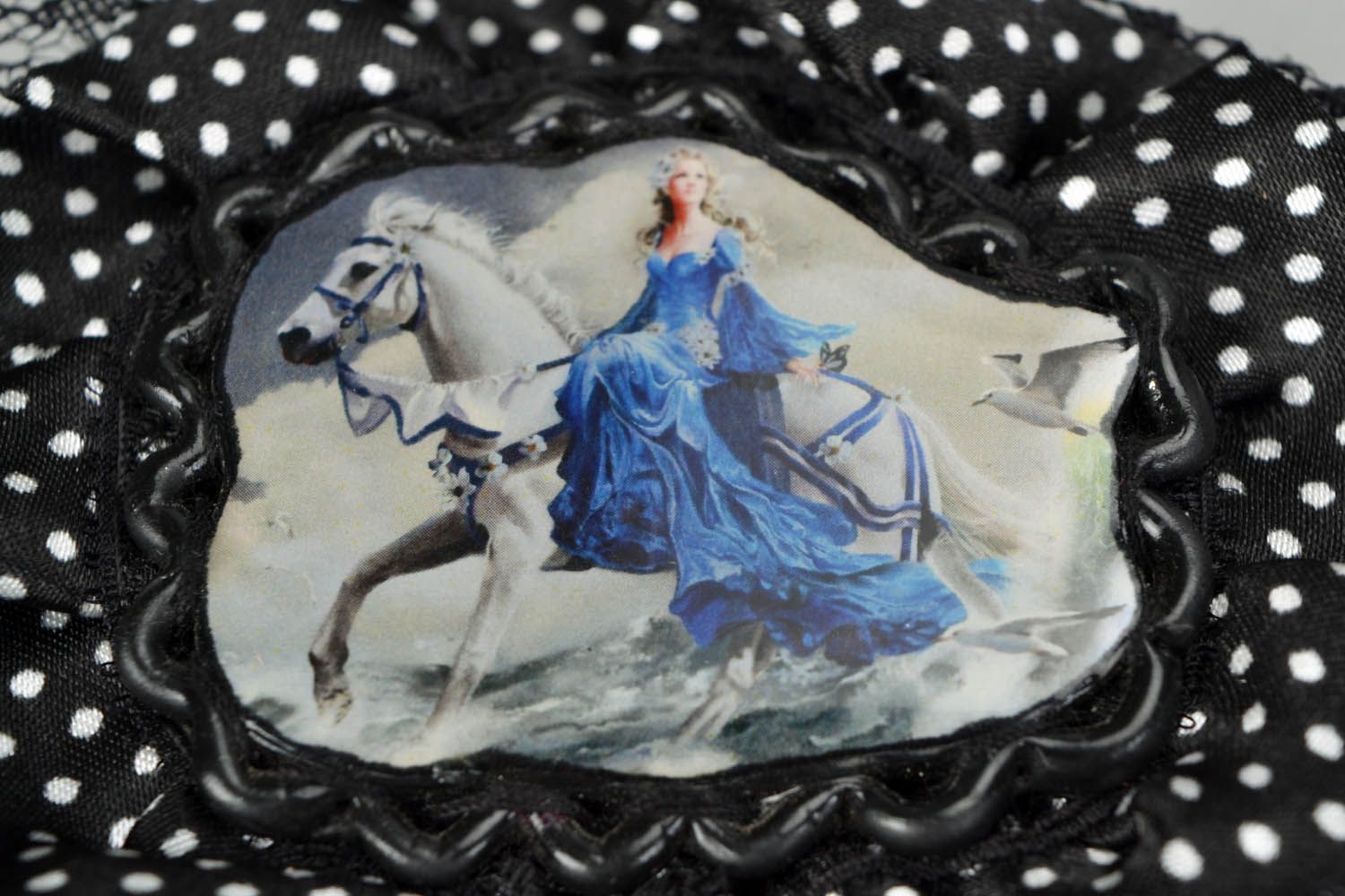 Unique black brooch Lady on a Horse photo 4