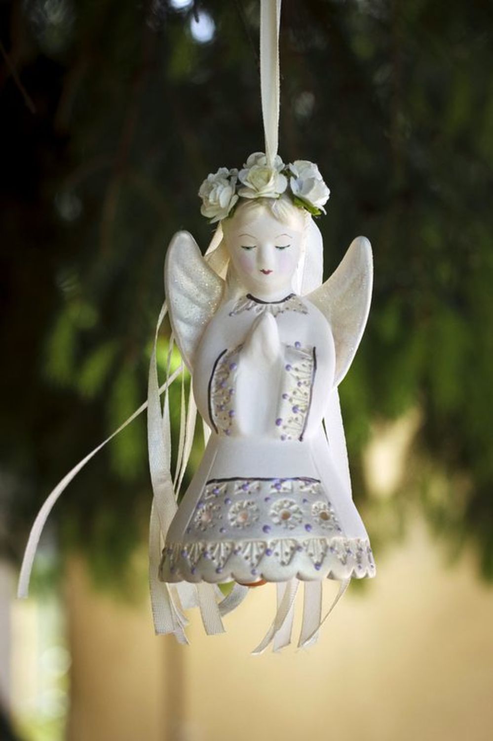 Колокольчик керамический Ангелок белый фото 1