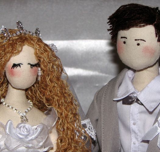 Handmade designer fabric soft dolls Newlyweds for wedding decoration photo 3