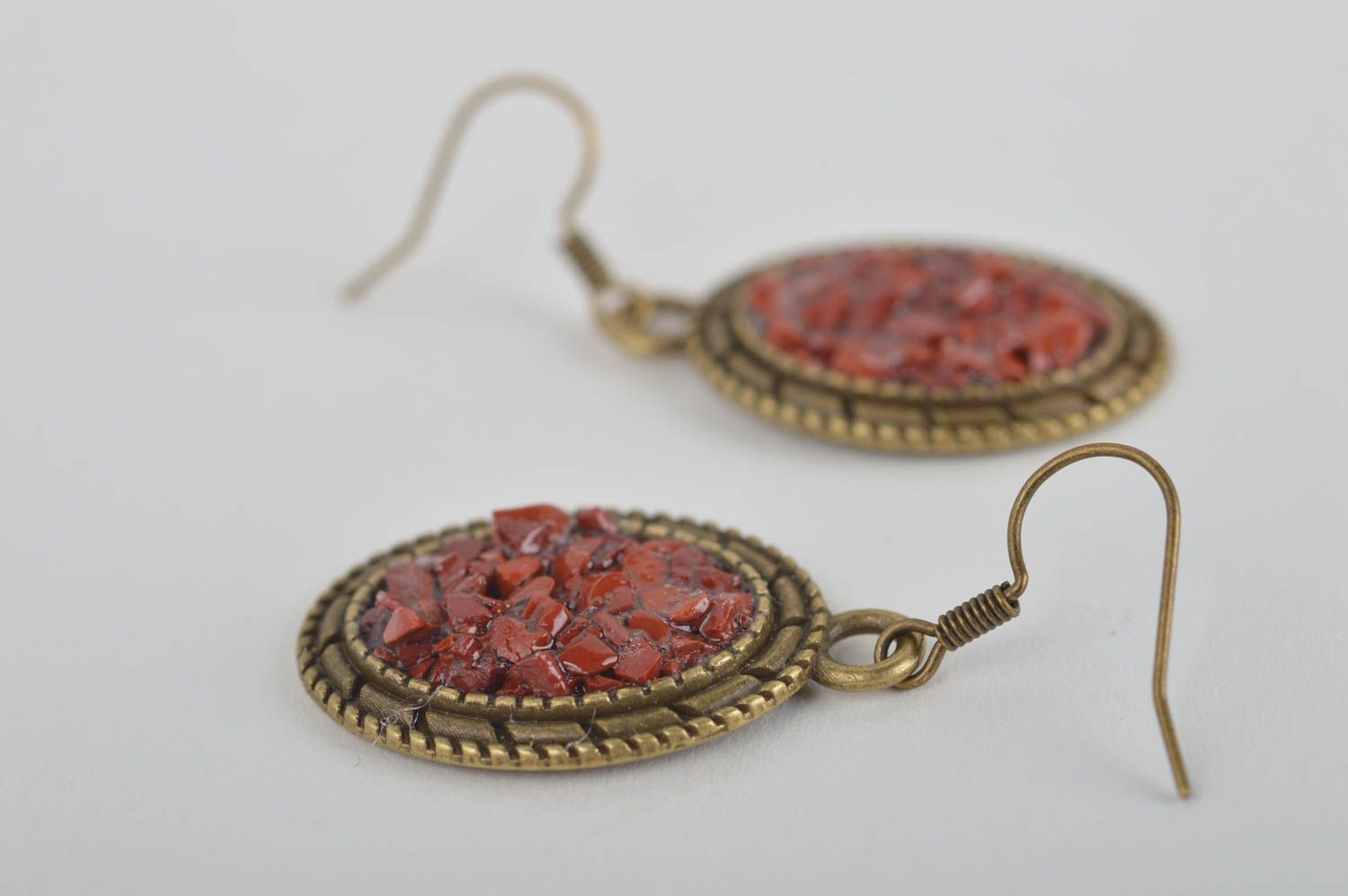 Handmade dangling earrings stylish jewelry earrings with natural stone photo 3