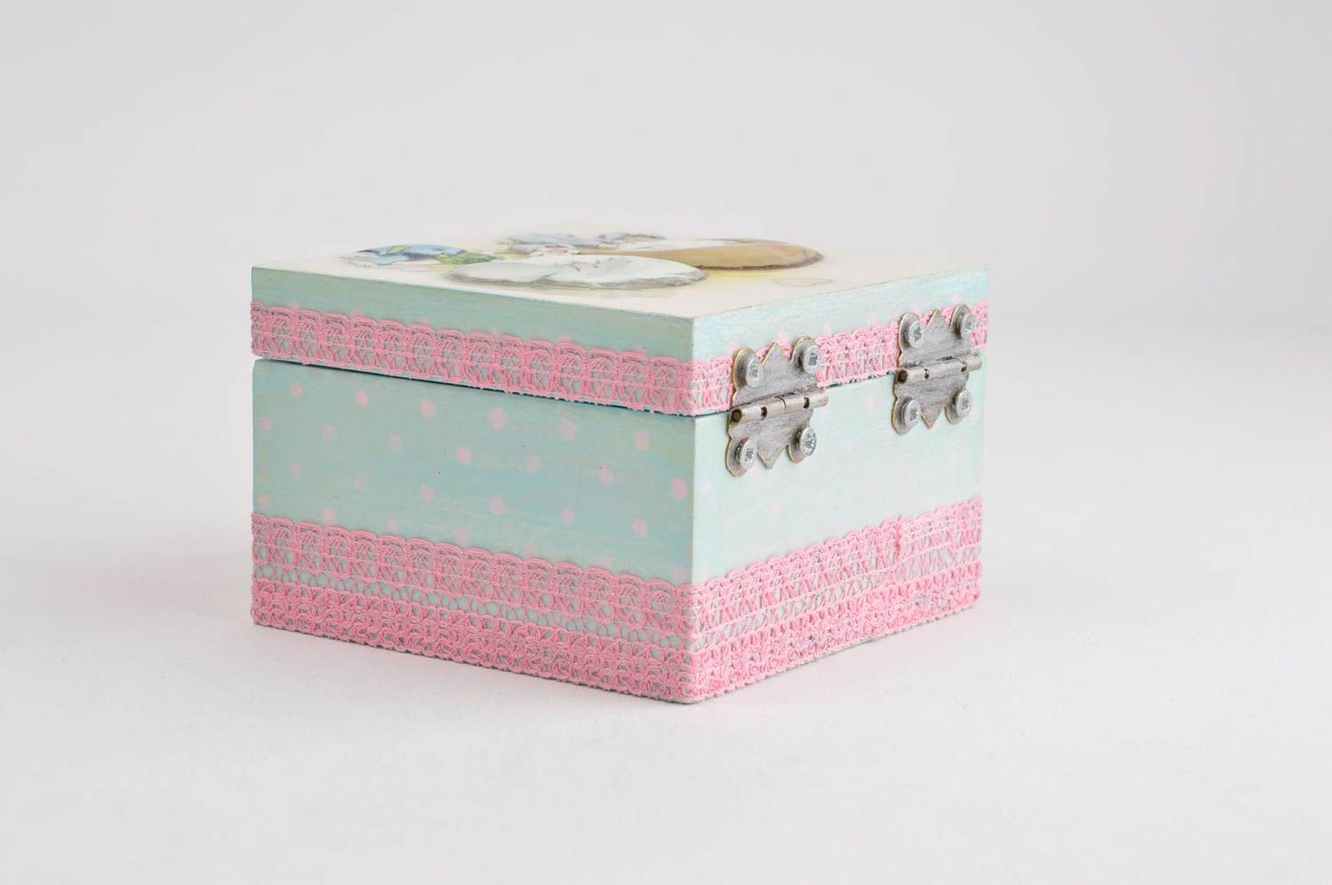 Jewelry box beautiful handmade table box decorative wooden box with decoupage photo 3