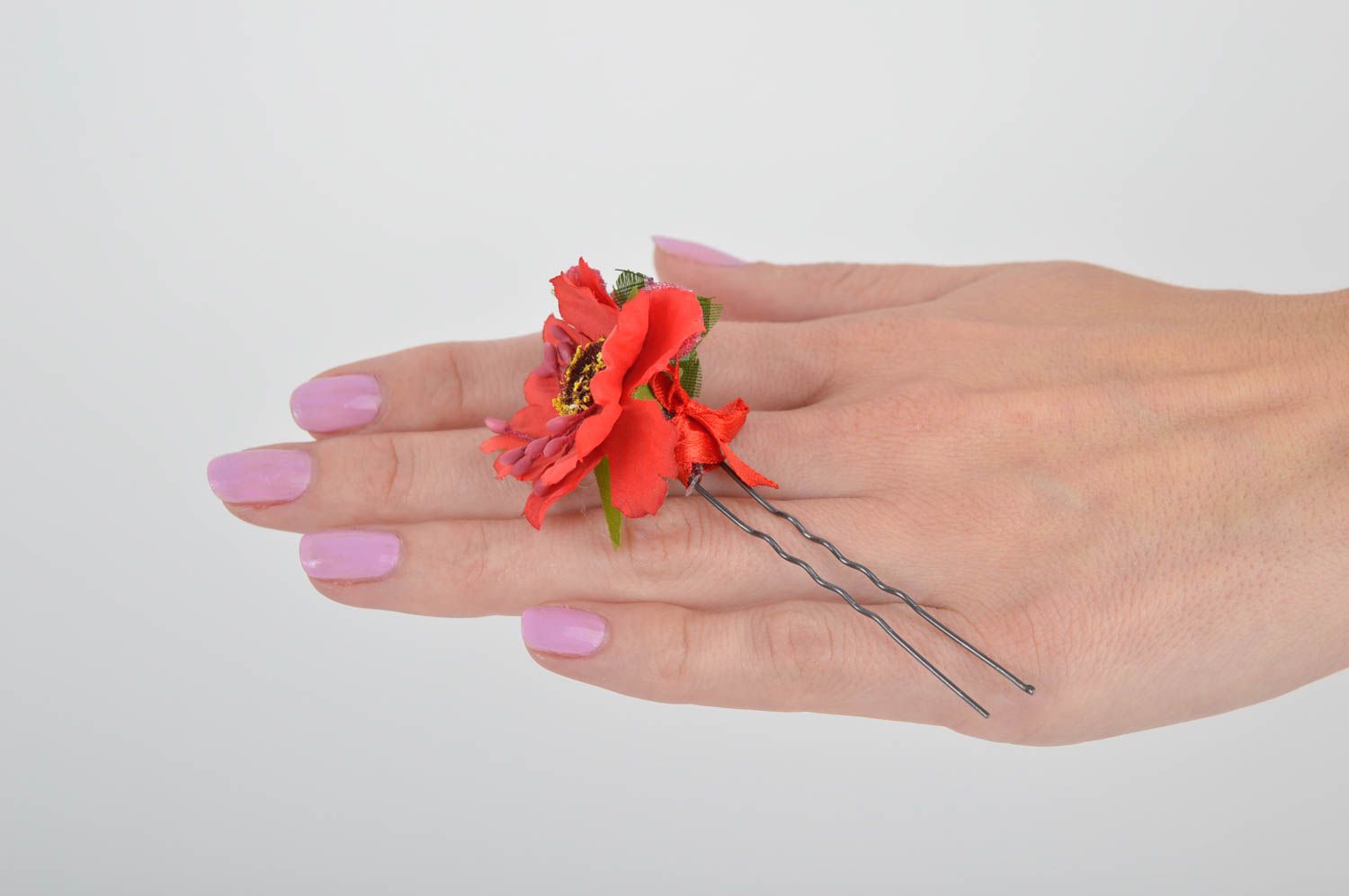 Blüten Haarnadeln handmade Haarschmuck Blumen Accessoire für Haare in Rot foto 5